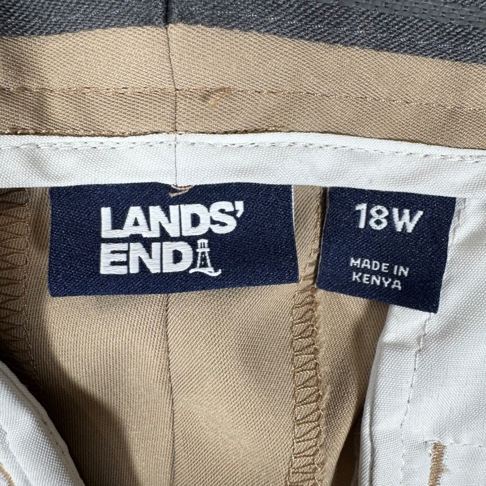 Lands End Dress Pants Womens 18W Tan Khaki Straight Leg Stretch Career 29.5" Ins - Picture 3 of 11